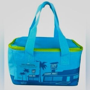 Trader Joe's MINI Insulated Blue Tote Lunch Bag Zipper Closure Travel Outdoor